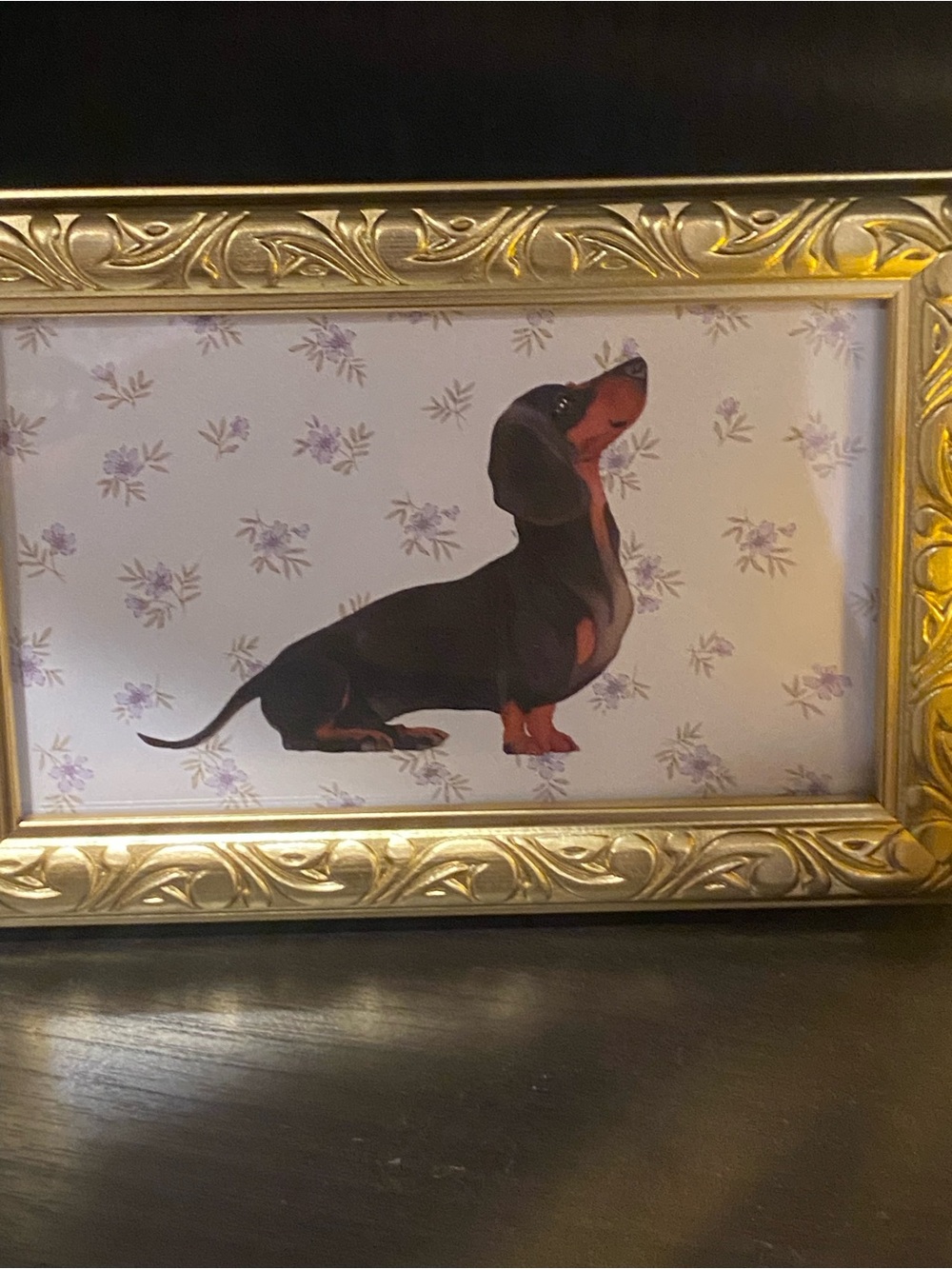 Dachshund Silhouette Framed Art - Black and Brown